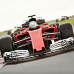 Formula car on track during race