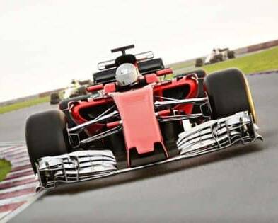 Formula car on track during race
