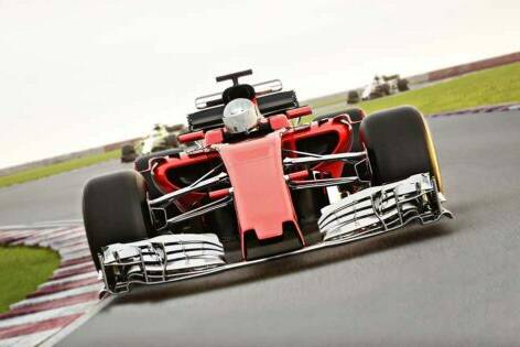 Formula car on track during race