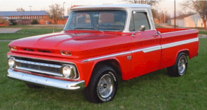 1966_red chevy truck-parts and merch at Cardudes.net