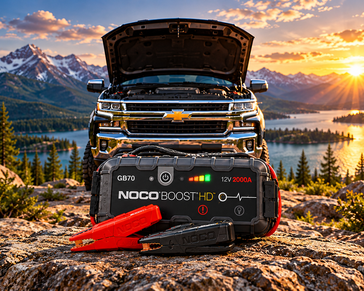 NOCO GB70 portable car battery jump starter with booster clamps