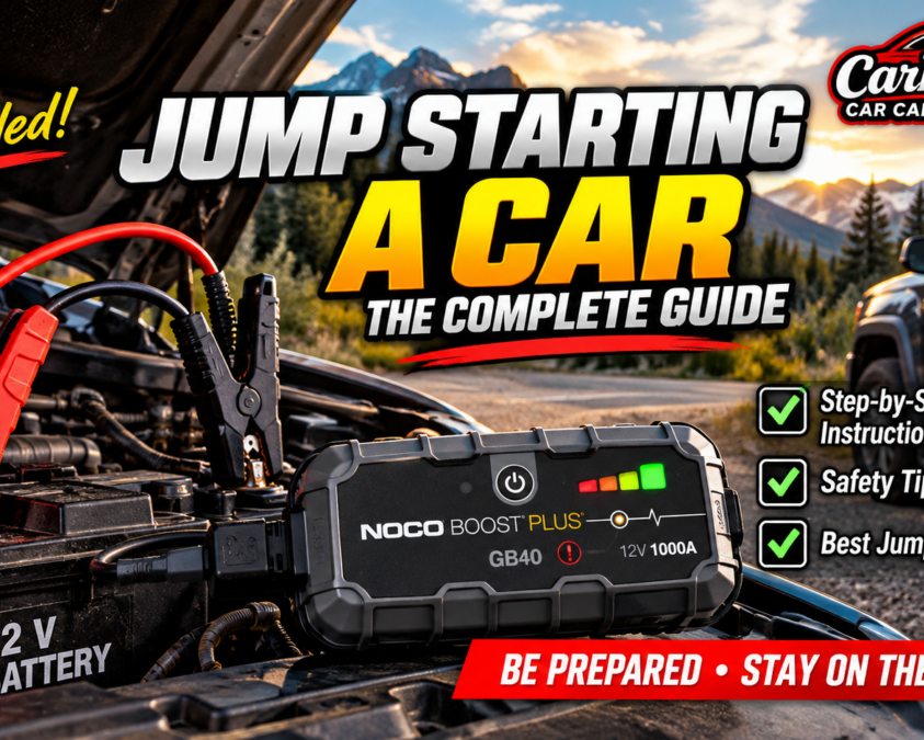 Jump starting a car with a portable battery jump starter