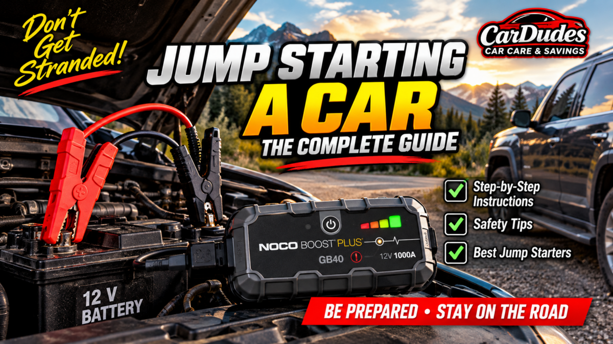 Jump starting a car with a portable battery jump starter